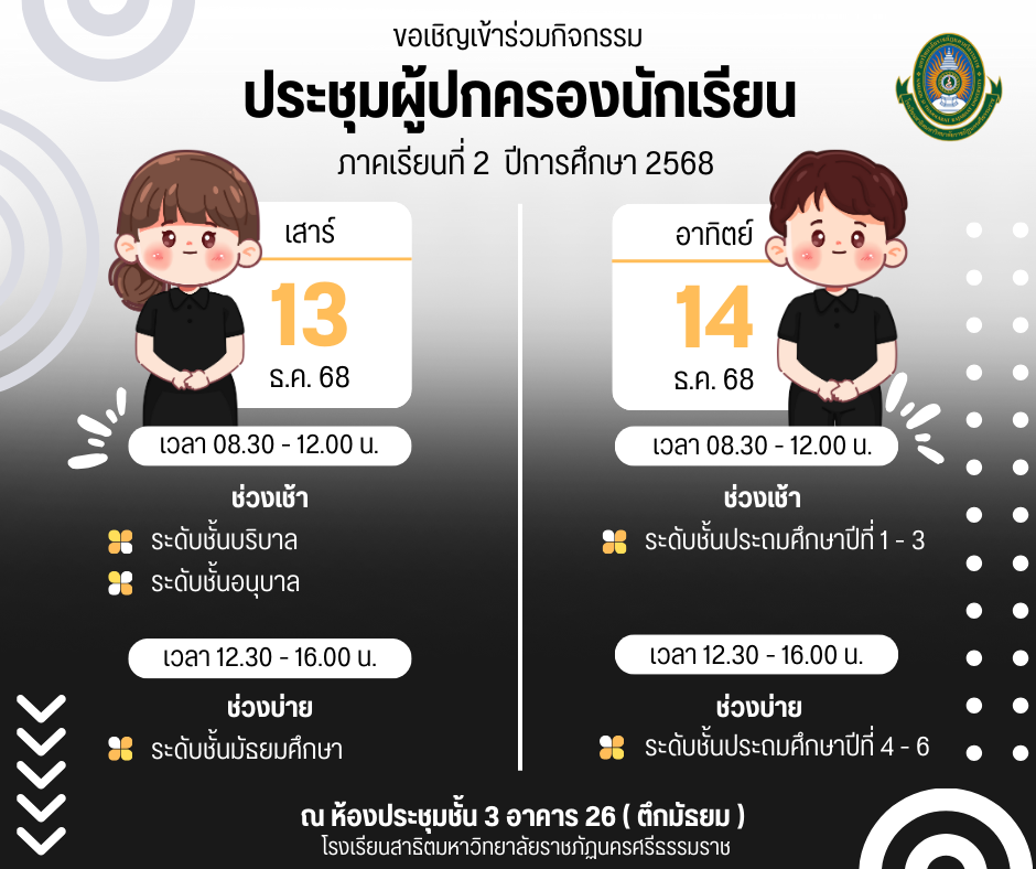 กิจกรรมประชุมผู้ปกครองนักเรียน ภาคเรียนที่ 2 ปีการศึกษา 2568